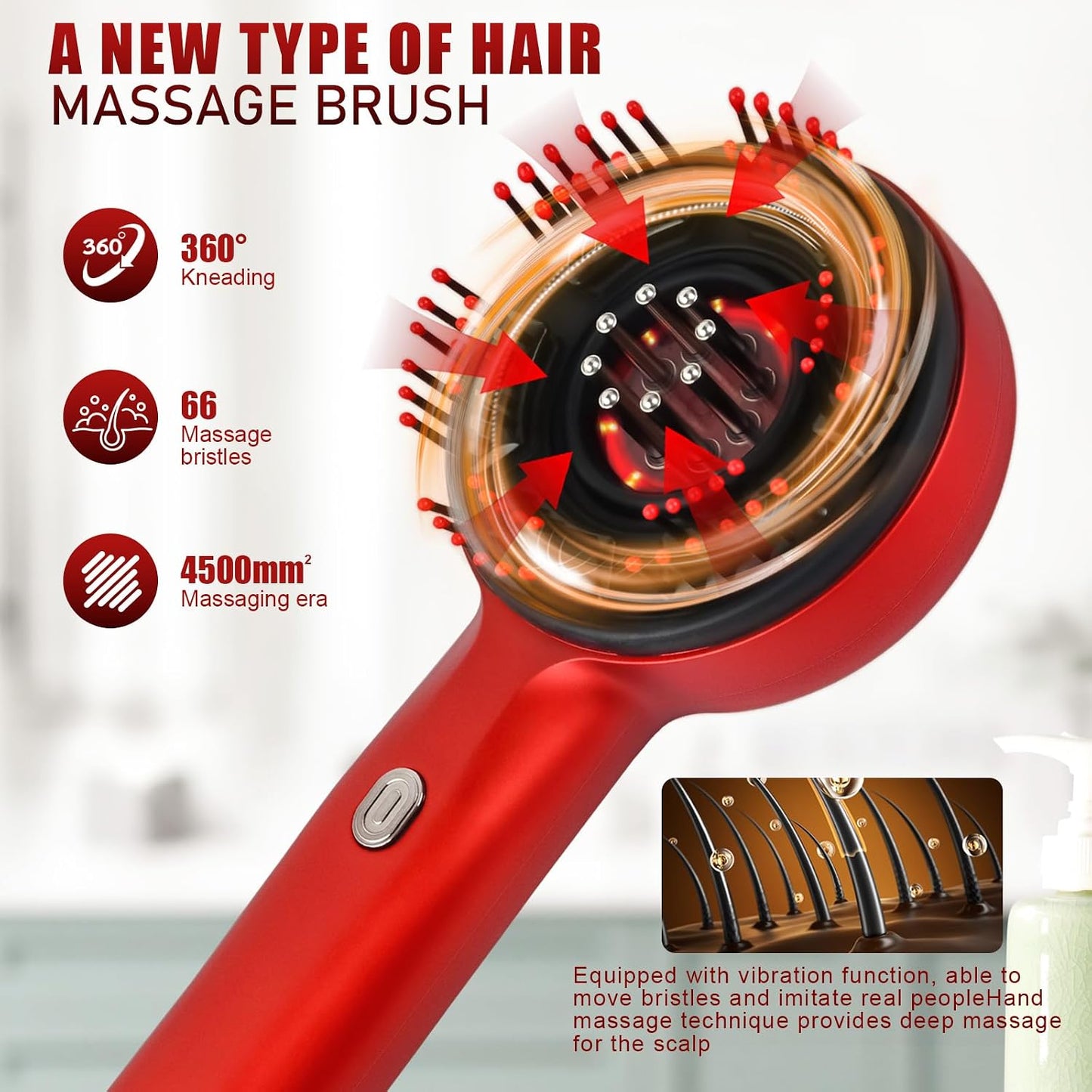 Electric Scalp Massager – Red Light Therapy for Hair Growth & Relaxation