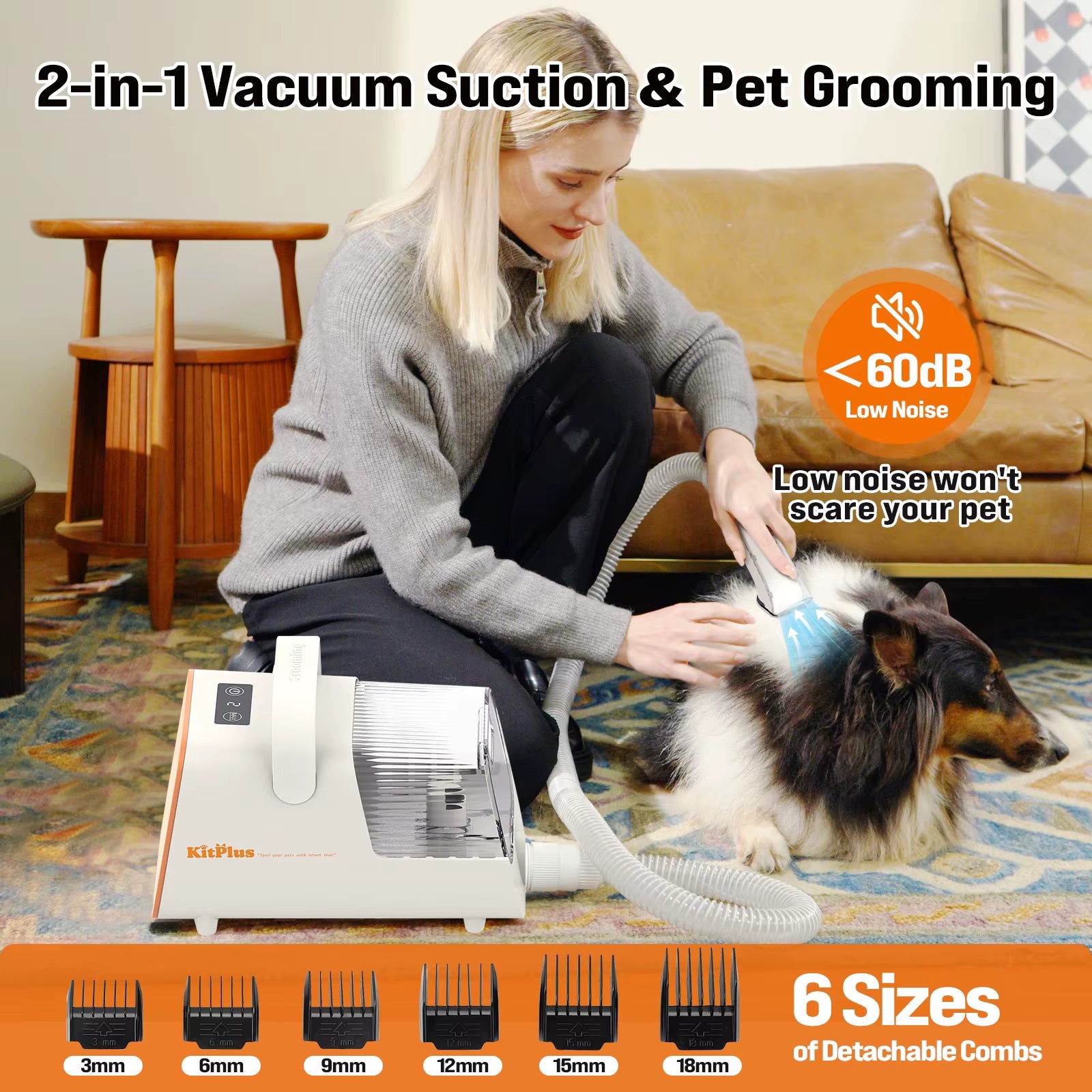 Ultimate Professional Dog Grooming Kit - Rechargeable Hair Trimmer & Advanced Vacuum System with 12000Pa Suction, 5 Modes, 2L Capacity & 11 Essential Tools