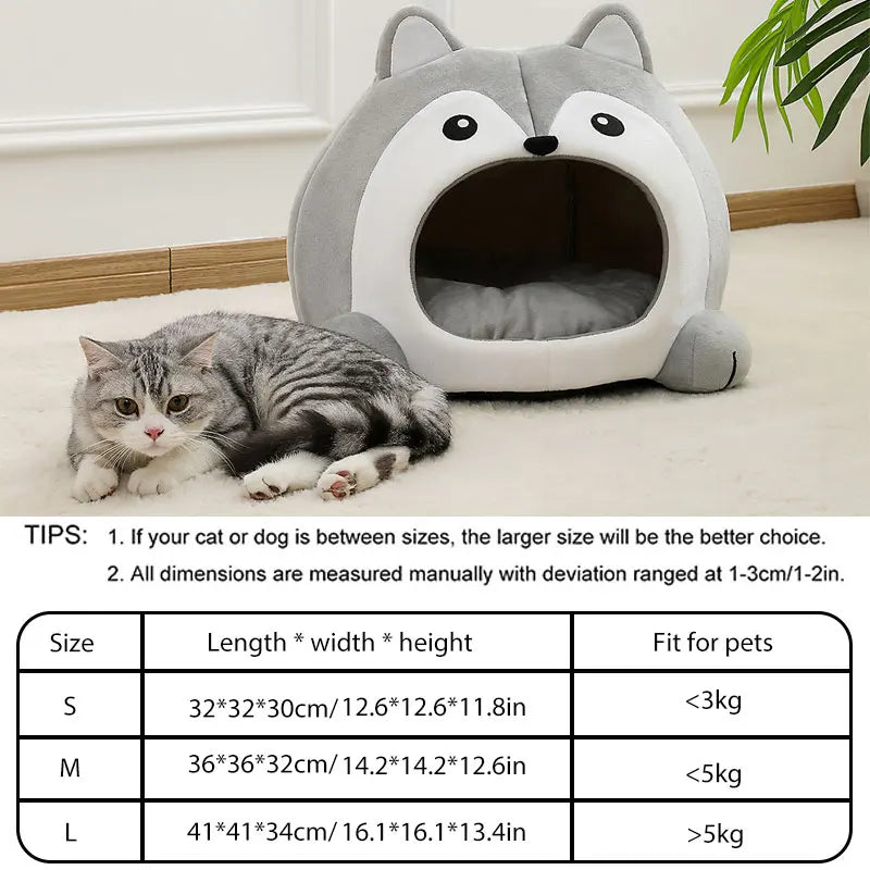 Ultra Cozy Cat Bed & Dog Lounger - Soft Cushion Tent for Kittens and Puppies