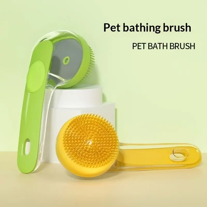 Revolutionary 2-in-1 Pet Bath Brush & Shampoo Dispenser with Silicone Massage Scrubber