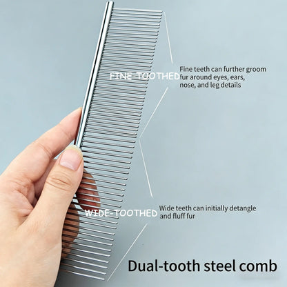 Ultimate 4PCS Pet Grooming Kit - Self-Cleaning Slicker Brush, Dual-Sided Dematting Comb, Tear Stain Comb & Fur Removal Tool for Dogs & Cats - Keep Your Home Fur-Free!