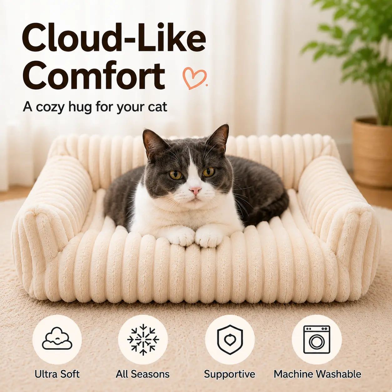 Luxurious Plush Fleece Pet Sofa Bed - 4 Stylish Designs, Ultra-Soft Comfort, Thick Cushions, Washable Cover, Perfect for Indoor & Outdoor Relaxation