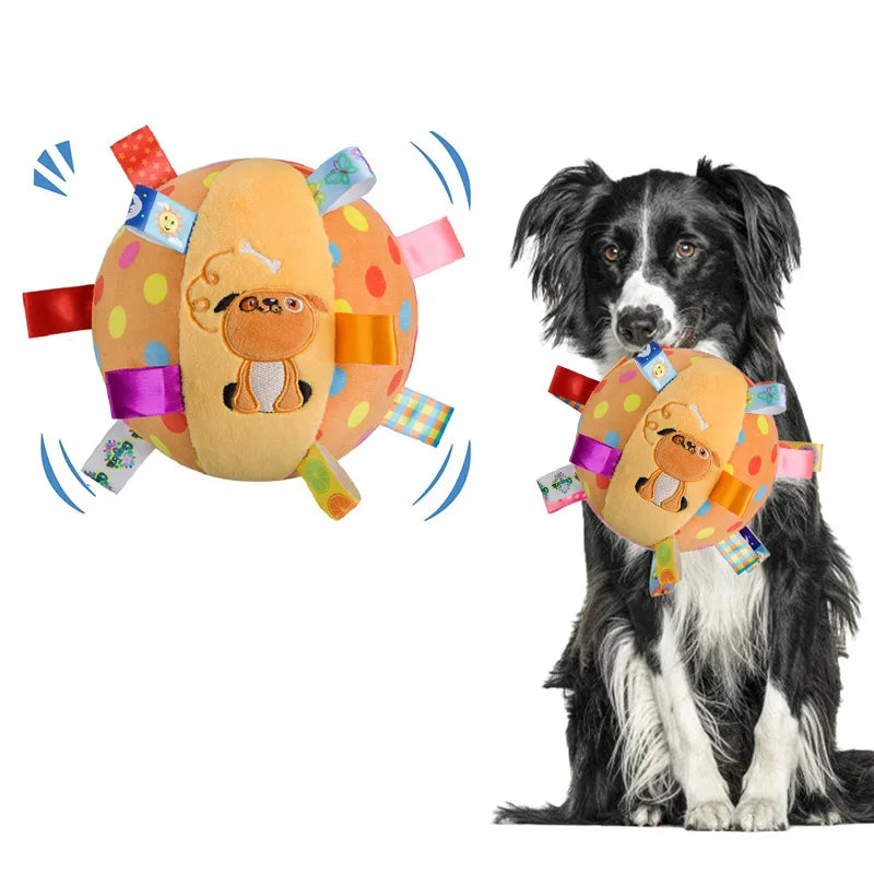 Interactive Dog Toy for Aggressive Chewers - Durable Plush Handle with Bells for Training and Decompression