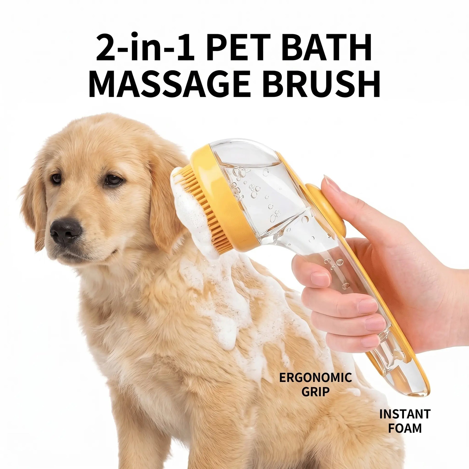 Revolutionary 2-in-1 Pet Bath Brush & Shampoo Dispenser with Silicone Massage Scrubber