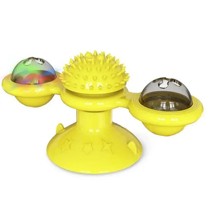 Interactive Windmill Cat Toy - Engaging Puzzle Game with Whirligig Turntable for Kittens and Teeth Cleaning Fun!