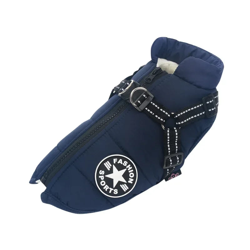 Waterproof Warm Dog Jacket Vest Winter Dog Clothes with Harness French-Bulldog Coat Pet Costume for Small Large Dogs Chihuahua