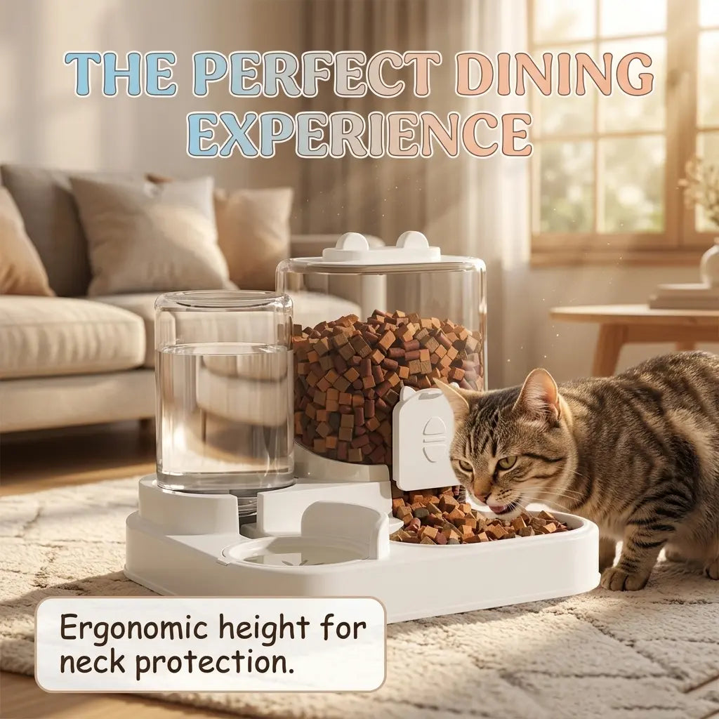 Ultimate 2-In-1 Automatic Pet Feeder & Water Dispenser - Self-Filling Food Bowl & Water Station for Cats and Dogs, No Electricity Required, Large Capacity Auto Refill System