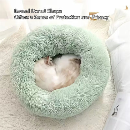 Cozy Plush Donut Pet Bed - Warm, Washable & Comfortable for Small to Medium Dogs and Cats