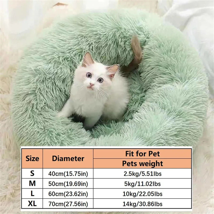 Cozy Plush Donut Pet Bed - Warm, Washable & Comfortable for Small to Medium Dogs and Cats