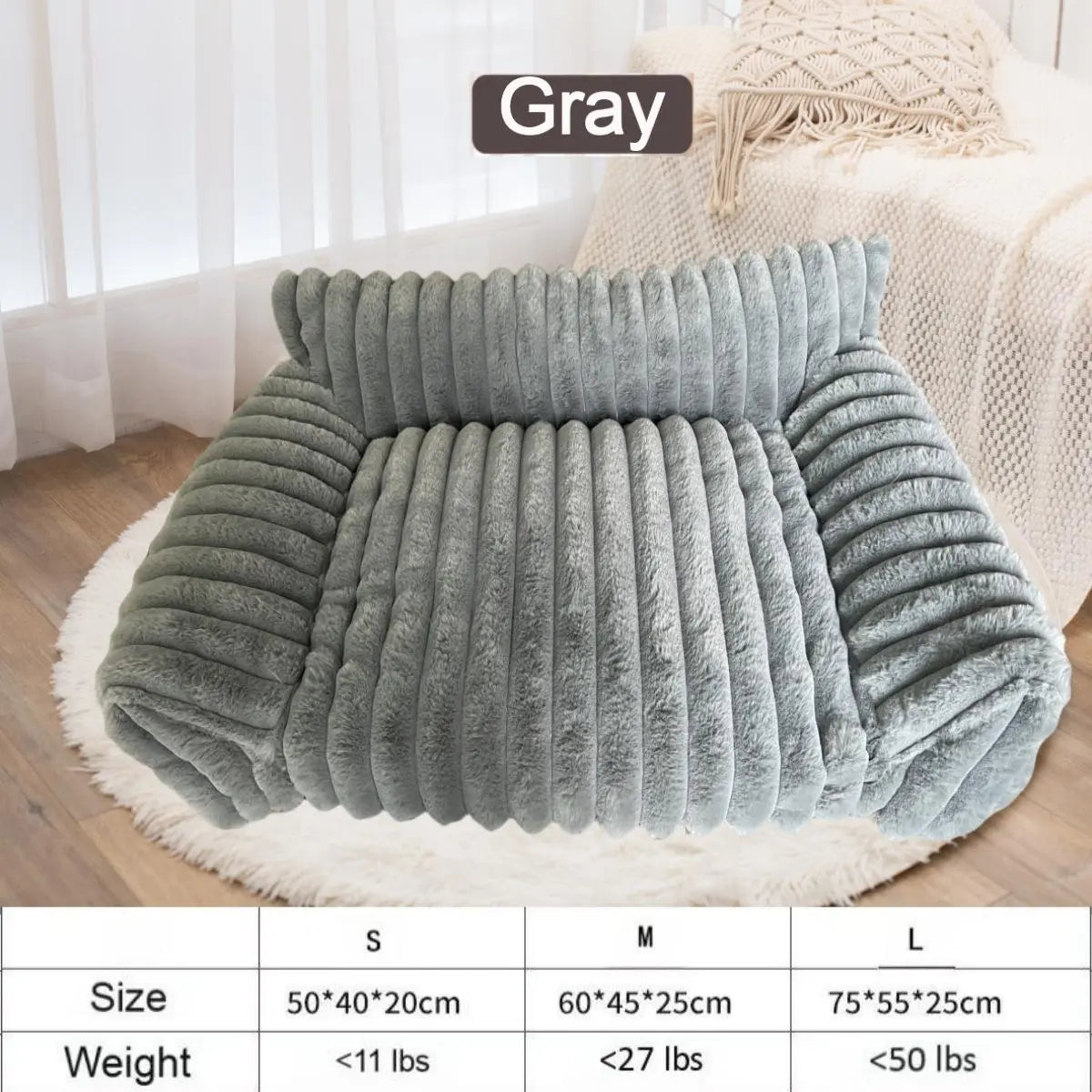 Luxurious Plush Fleece Pet Sofa Bed - 4 Stylish Designs, Ultra-Soft Comfort, Thick Cushions, Washable Cover, Perfect for Indoor & Outdoor Relaxation