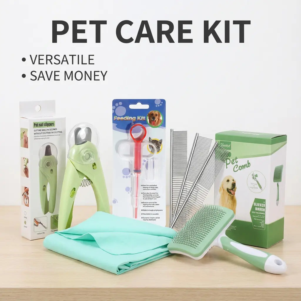 Ultimate 8-Piece Pet Grooming Kit with LED Scissors, Telescopic Comb, Slicker Brush, Nail Clipper & More - Essential Tools for Effortless Grooming & Care!