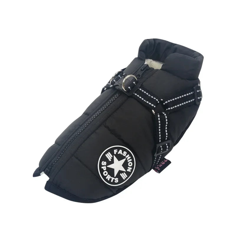 Waterproof Warm Dog Jacket Vest Winter Dog Clothes with Harness French-Bulldog Coat Pet Costume for Small Large Dogs Chihuahua