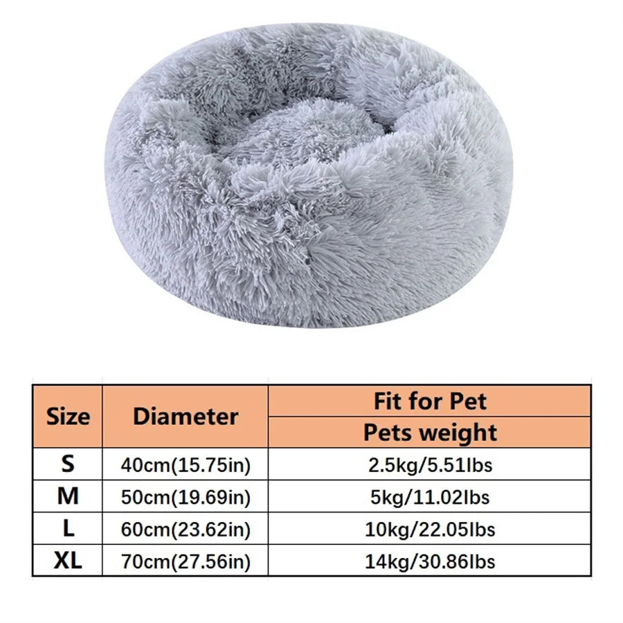 Cozy Plush Donut Pet Bed - Warm, Washable & Comfortable for Small to Medium Dogs and Cats