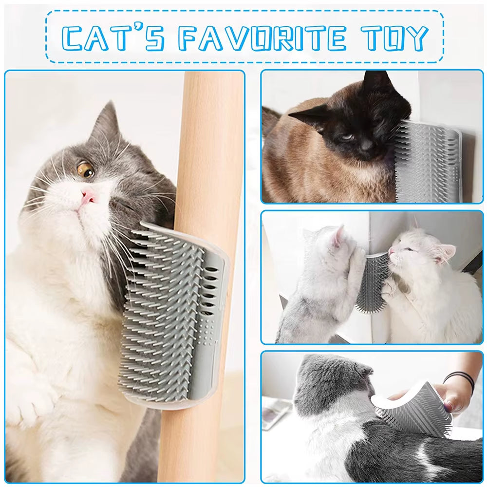 Cat Self-Grooming Corner Brush - 4 Pack Massage and Hair Removal Scratcher