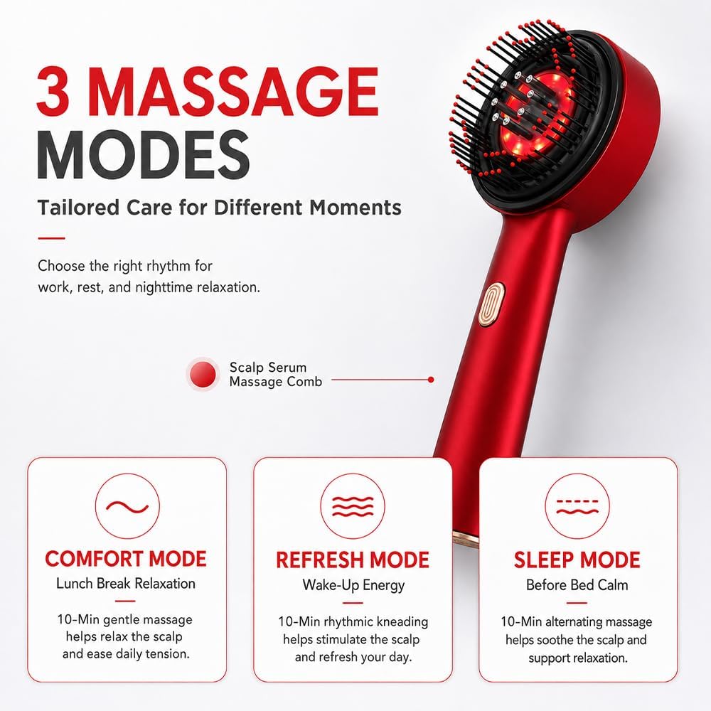 Electric Scalp Massager – Red Light Therapy for Hair Growth & Relaxation