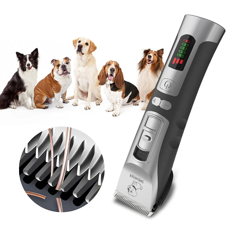 Professional High-Power Smart Dog Grooming Clippers with Rechargeable Detachable Blade