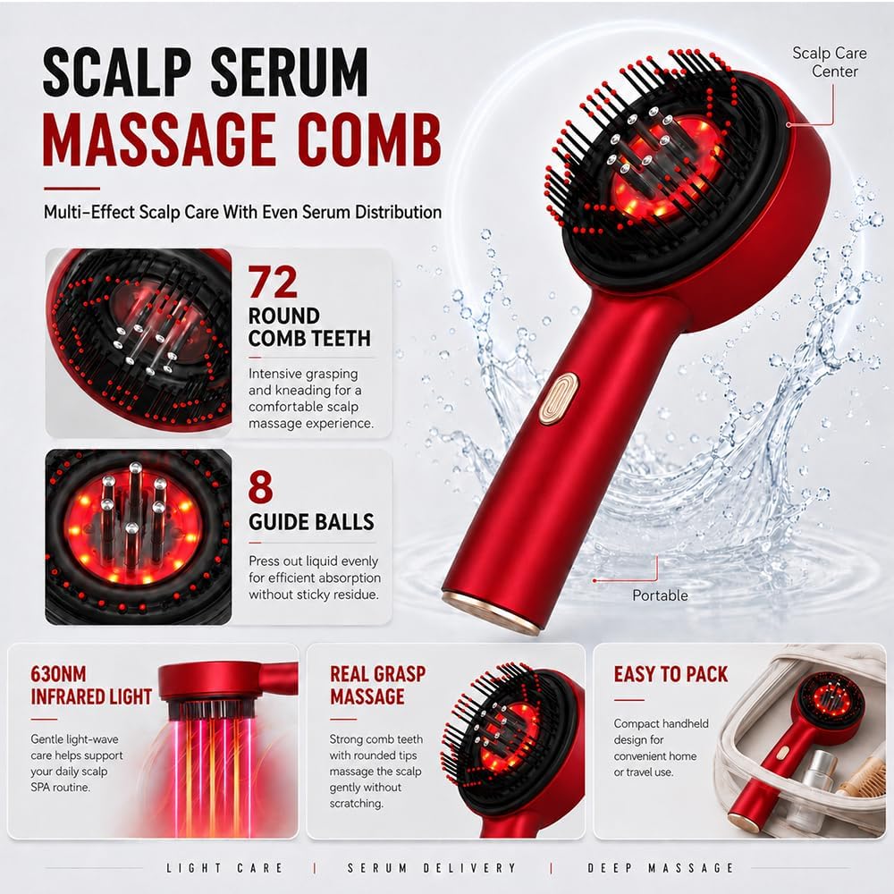 Electric Scalp Massager – Red Light Therapy for Hair Growth & Relaxation