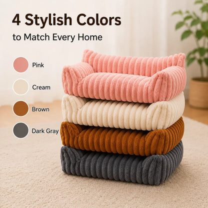 Luxurious Plush Fleece Pet Sofa Bed - 4 Stylish Designs, Ultra-Soft Comfort, Thick Cushions, Washable Cover, Perfect for Indoor & Outdoor Relaxation