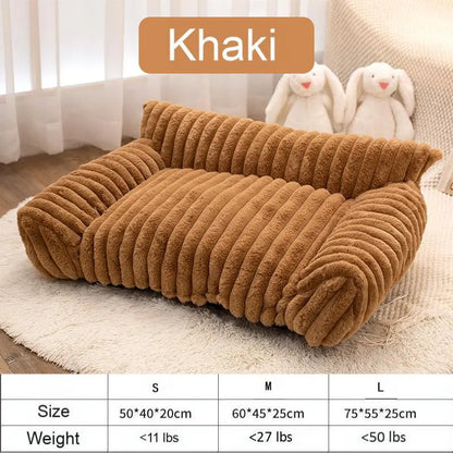 Luxurious Plush Fleece Pet Sofa Bed - 4 Stylish Designs, Ultra-Soft Comfort, Thick Cushions, Washable Cover, Perfect for Indoor & Outdoor Relaxation