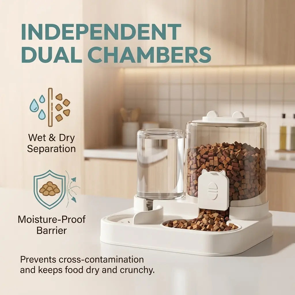 Ultimate 2-In-1 Automatic Pet Feeder & Water Dispenser - Self-Filling Food Bowl & Water Station for Cats and Dogs, No Electricity Required, Large Capacity Auto Refill System