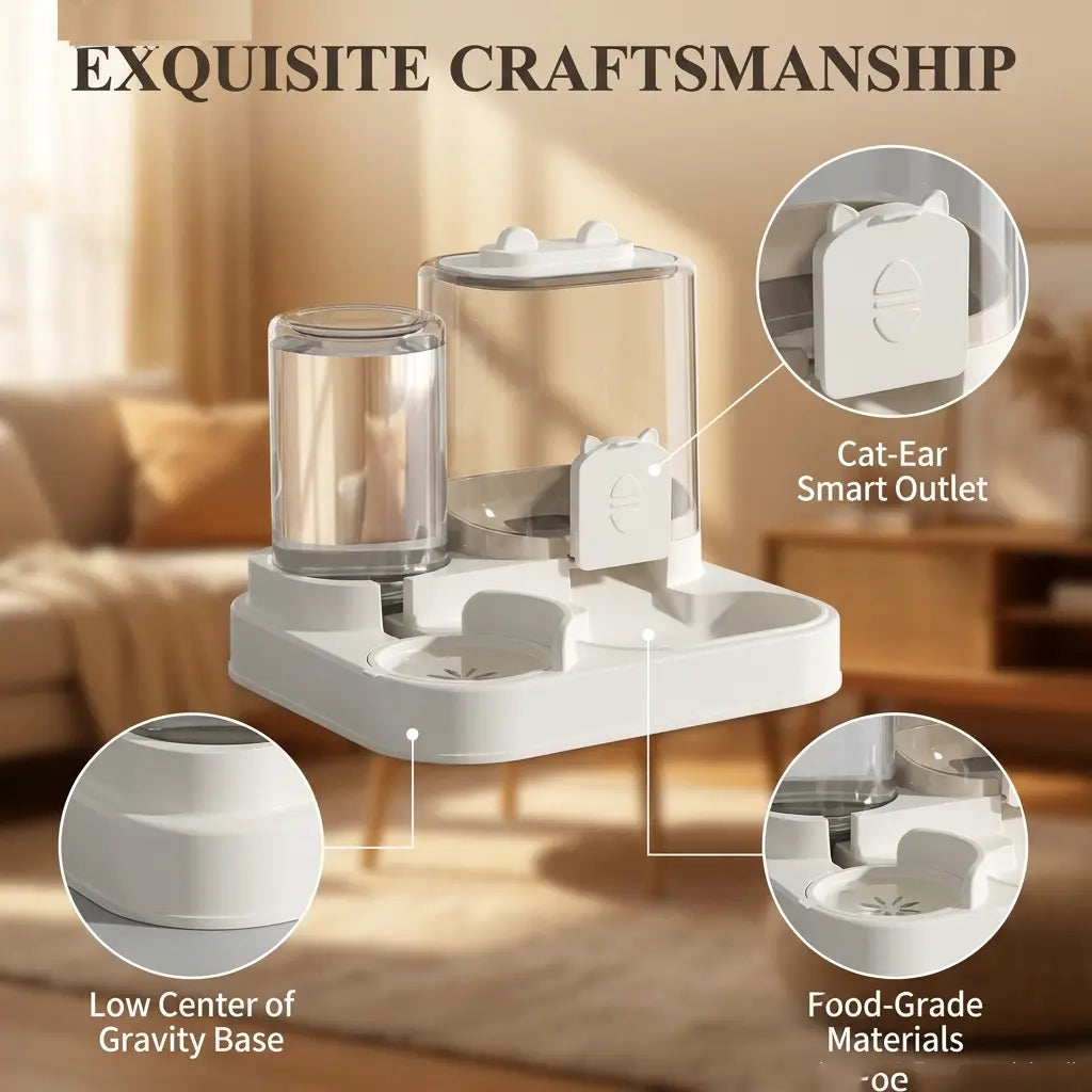 Ultimate 2-In-1 Automatic Pet Feeder & Water Dispenser - Self-Filling Food Bowl & Water Station for Cats and Dogs, No Electricity Required, Large Capacity Auto Refill System