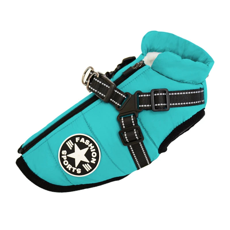 Waterproof Warm Dog Jacket Vest Winter Dog Clothes with Harness French-Bulldog Coat Pet Costume for Small Large Dogs Chihuahua