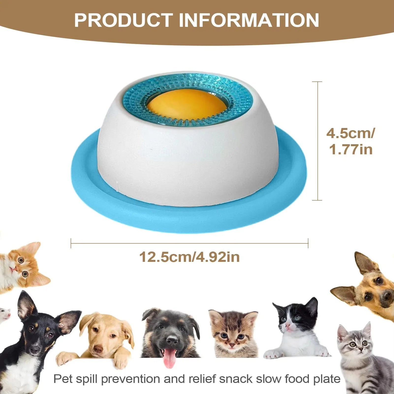 Calming Lick Bowl for Pets - Non-Slip Slow Feeder with Rotating Lick Ball for Stress Relief & Engagement - Ideal for Dogs & Cats