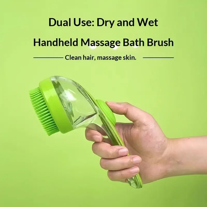 Revolutionary 2-in-1 Pet Bath Brush & Shampoo Dispenser with Silicone Massage Scrubber