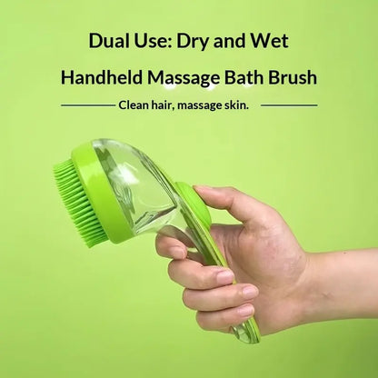 Revolutionary 2-in-1 Pet Bath Brush & Shampoo Dispenser with Silicone Massage Scrubber