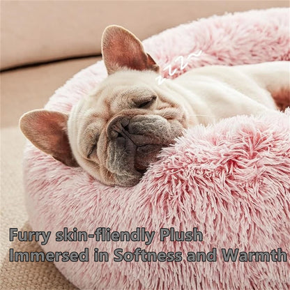 Cozy Plush Donut Pet Bed - Warm, Washable & Comfortable for Small to Medium Dogs and Cats