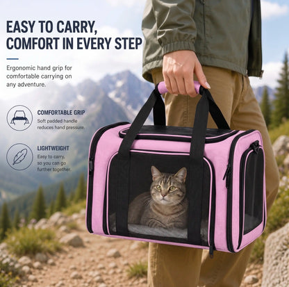 Ultimate Portable Pet Carrier Bag for Large Cats & Small Dogs - Airline-Approved, Breathable Mesh, Foldable Design for Travel & Outdoor Adventures