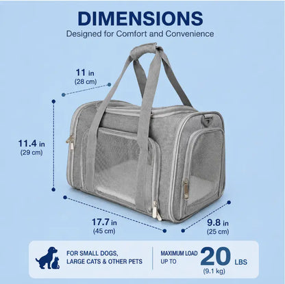 Ultimate Portable Pet Carrier Bag for Large Cats & Small Dogs - Airline-Approved, Breathable Mesh, Foldable Design for Travel & Outdoor Adventures