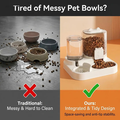 Ultimate 2-In-1 Automatic Pet Feeder & Water Dispenser - Self-Filling Food Bowl & Water Station for Cats and Dogs, No Electricity Required, Large Capacity Auto Refill System