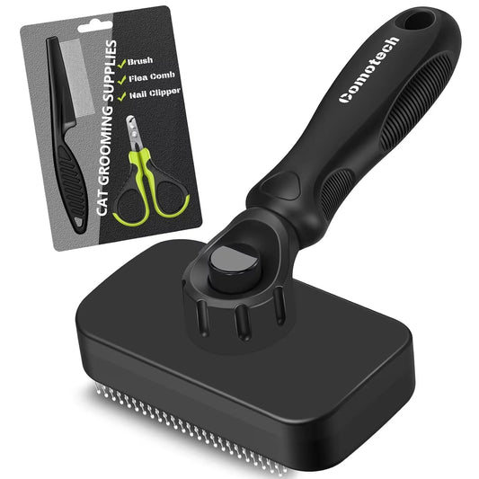Ultimate Cat Grooming Kit: 3PCS Brush, Nail Clipper & Flea Comb for Shedding Essentials