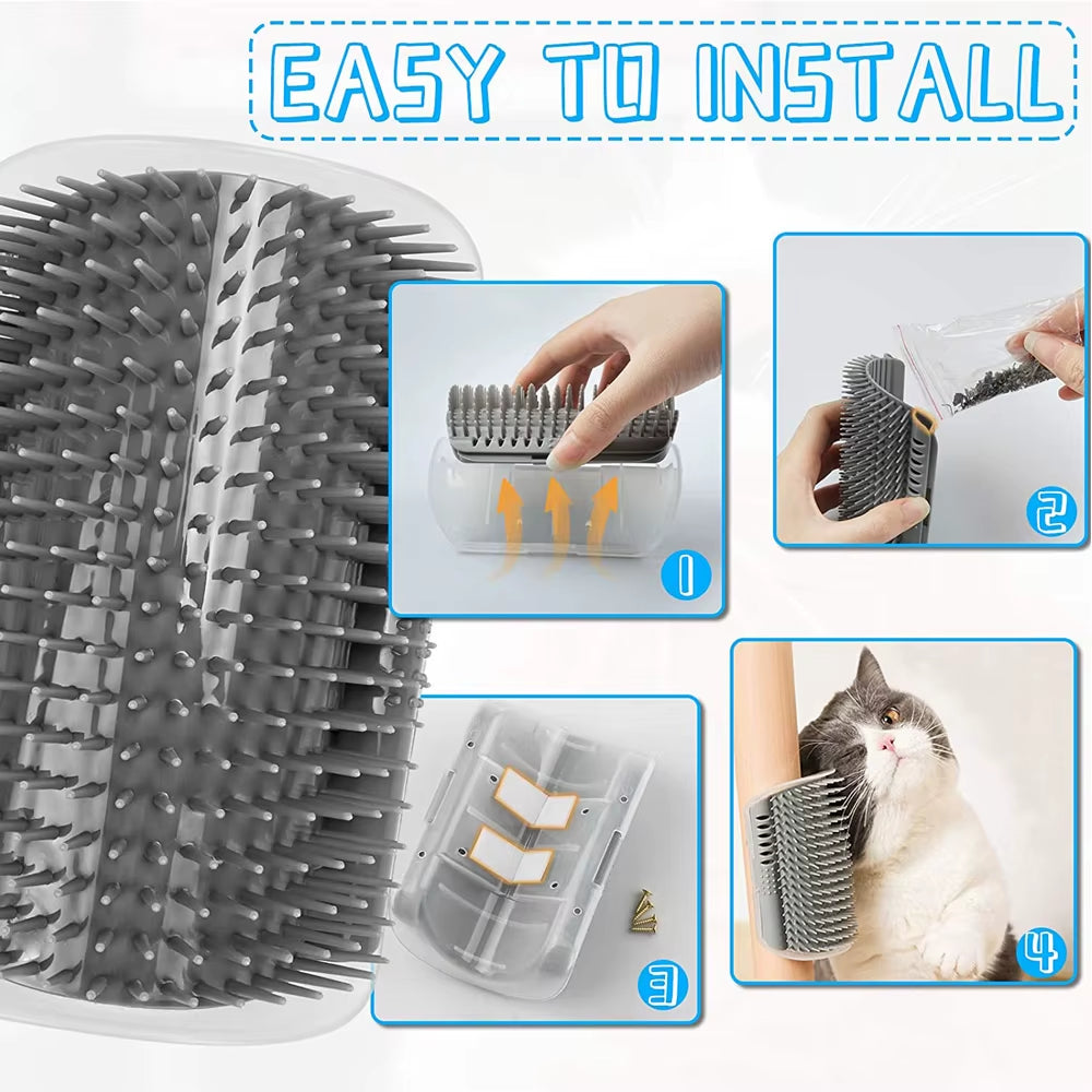 Cat Self-Grooming Corner Brush - 4 Pack Massage and Hair Removal Scratcher