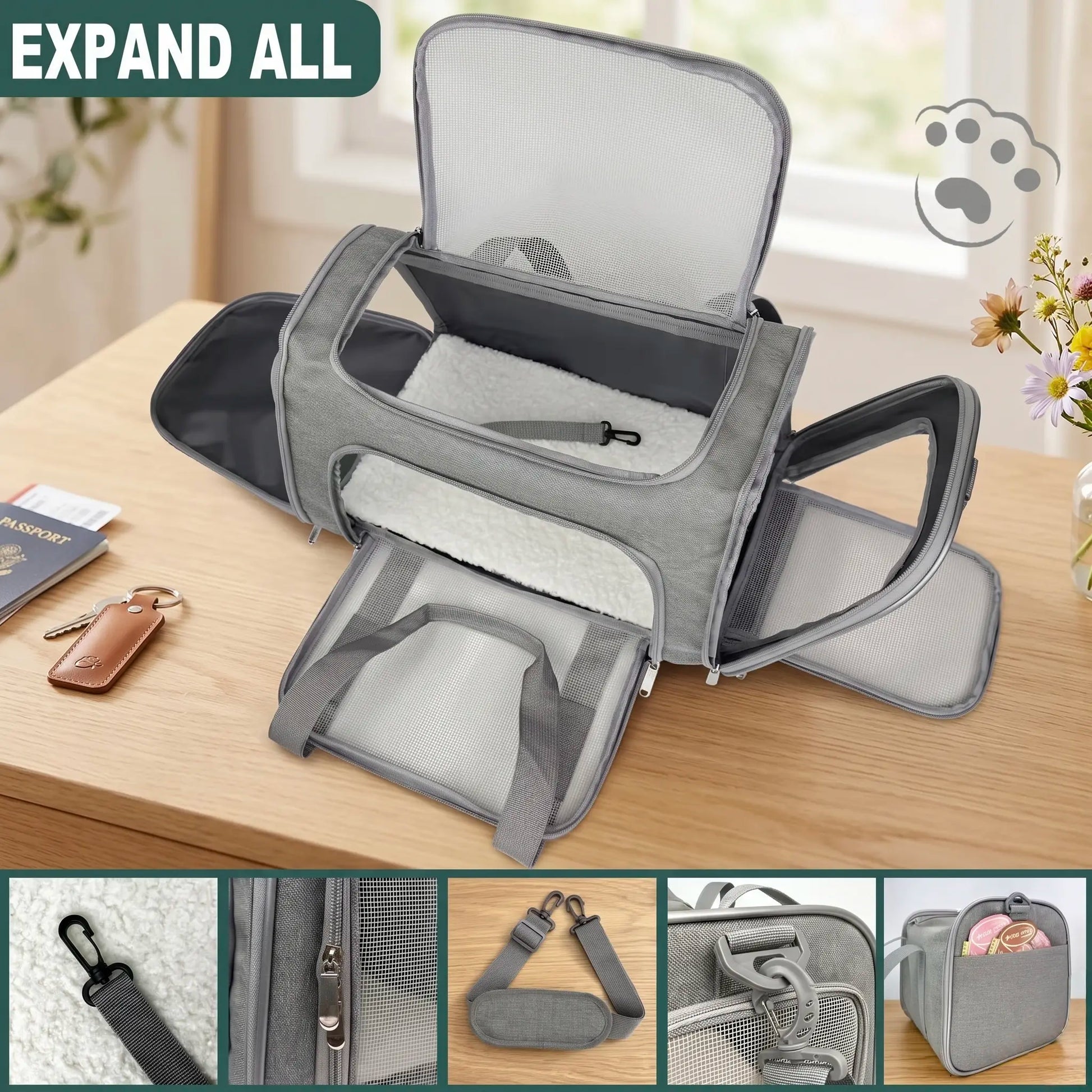 Ultimate Portable Pet Carrier Bag for Large Cats & Small Dogs - Airline-Approved, Breathable Mesh, Foldable Design for Travel & Outdoor Adventures