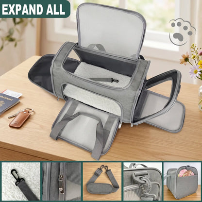 Ultimate Portable Pet Carrier Bag for Large Cats & Small Dogs - Airline-Approved, Breathable Mesh, Foldable Design for Travel & Outdoor Adventures