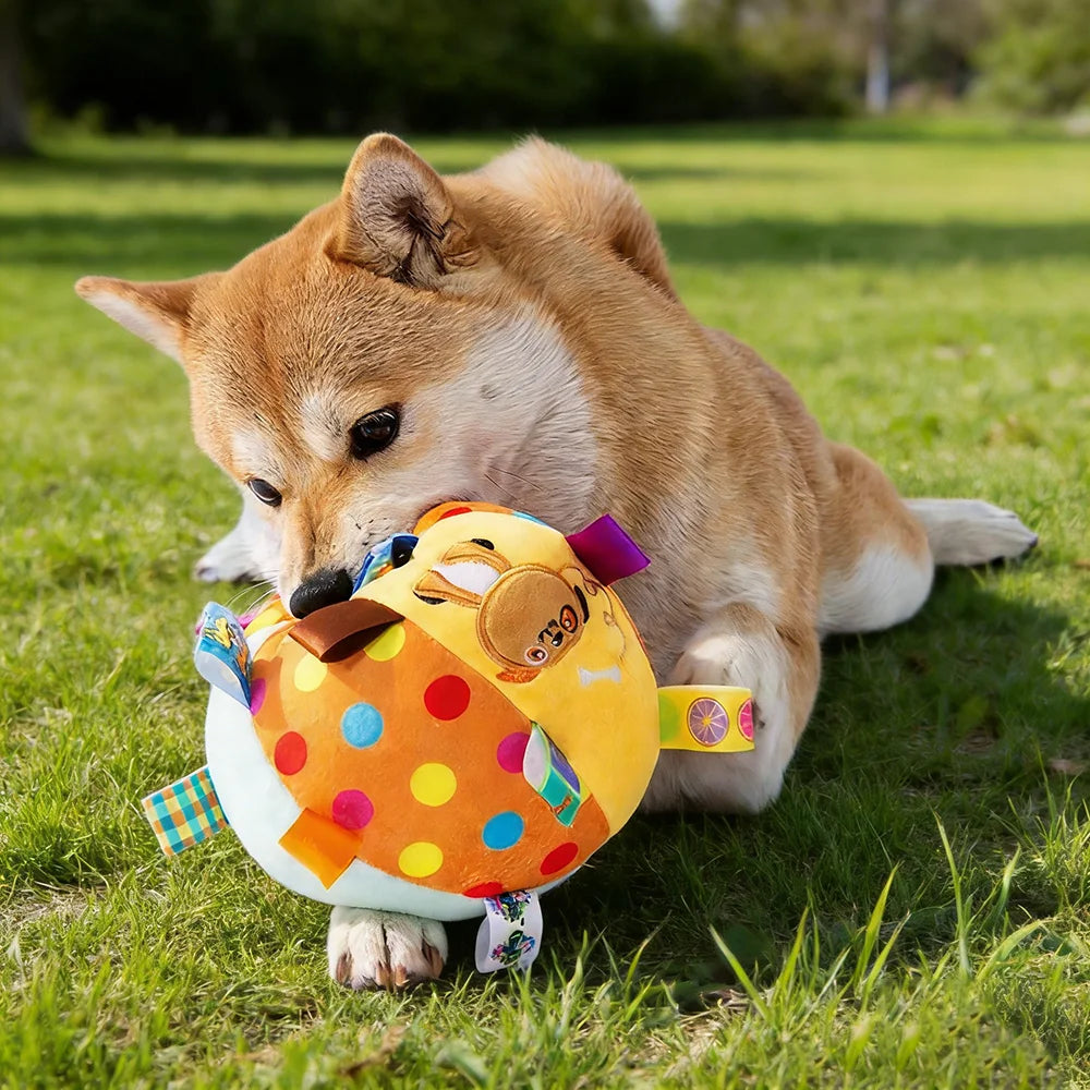 Interactive Dog Toy for Aggressive Chewers - Durable Plush Handle with Bells for Training and Decompression