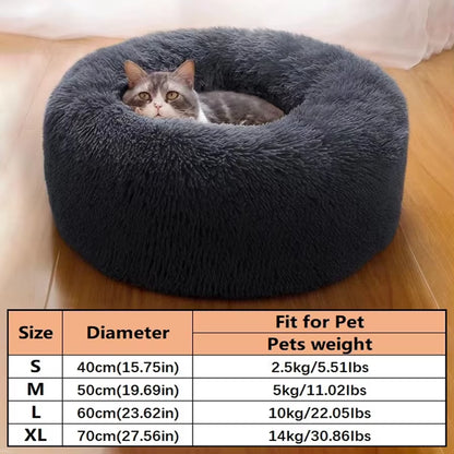 Cozy Plush Donut Pet Bed - Warm, Washable & Comfortable for Small to Medium Dogs and Cats