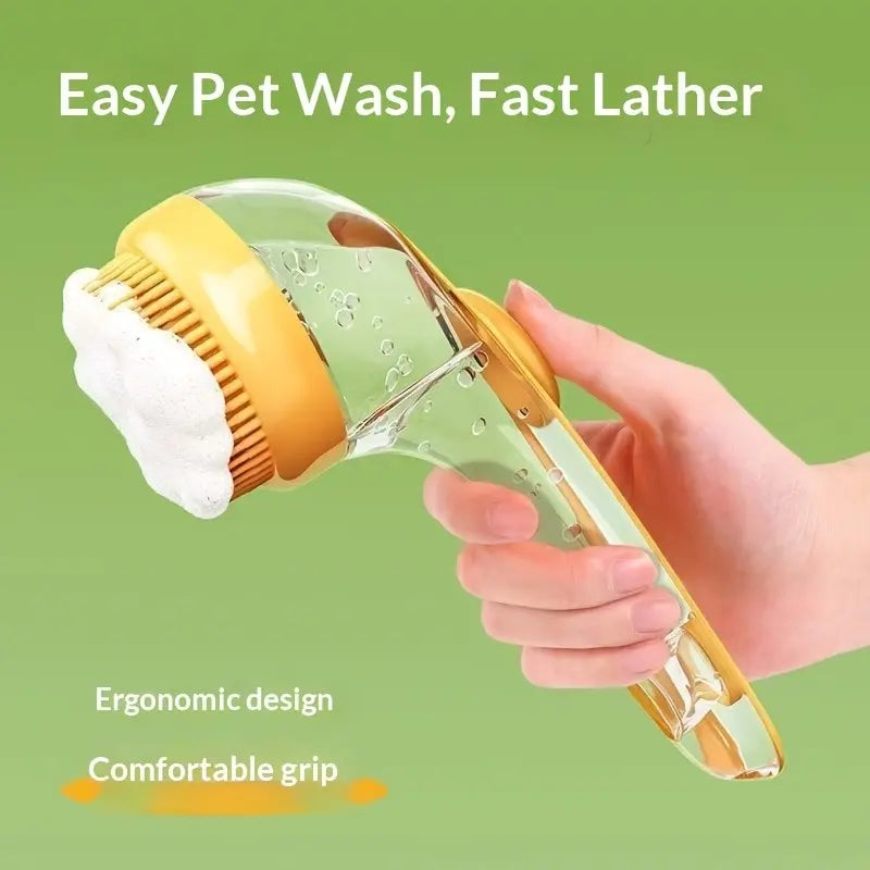 Revolutionary 2-in-1 Pet Bath Brush & Shampoo Dispenser with Silicone Massage Scrubber