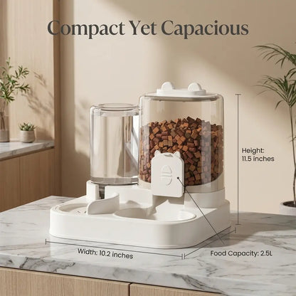 Ultimate 2-In-1 Automatic Pet Feeder & Water Dispenser - Self-Filling Food Bowl & Water Station for Cats and Dogs, No Electricity Required, Large Capacity Auto Refill System