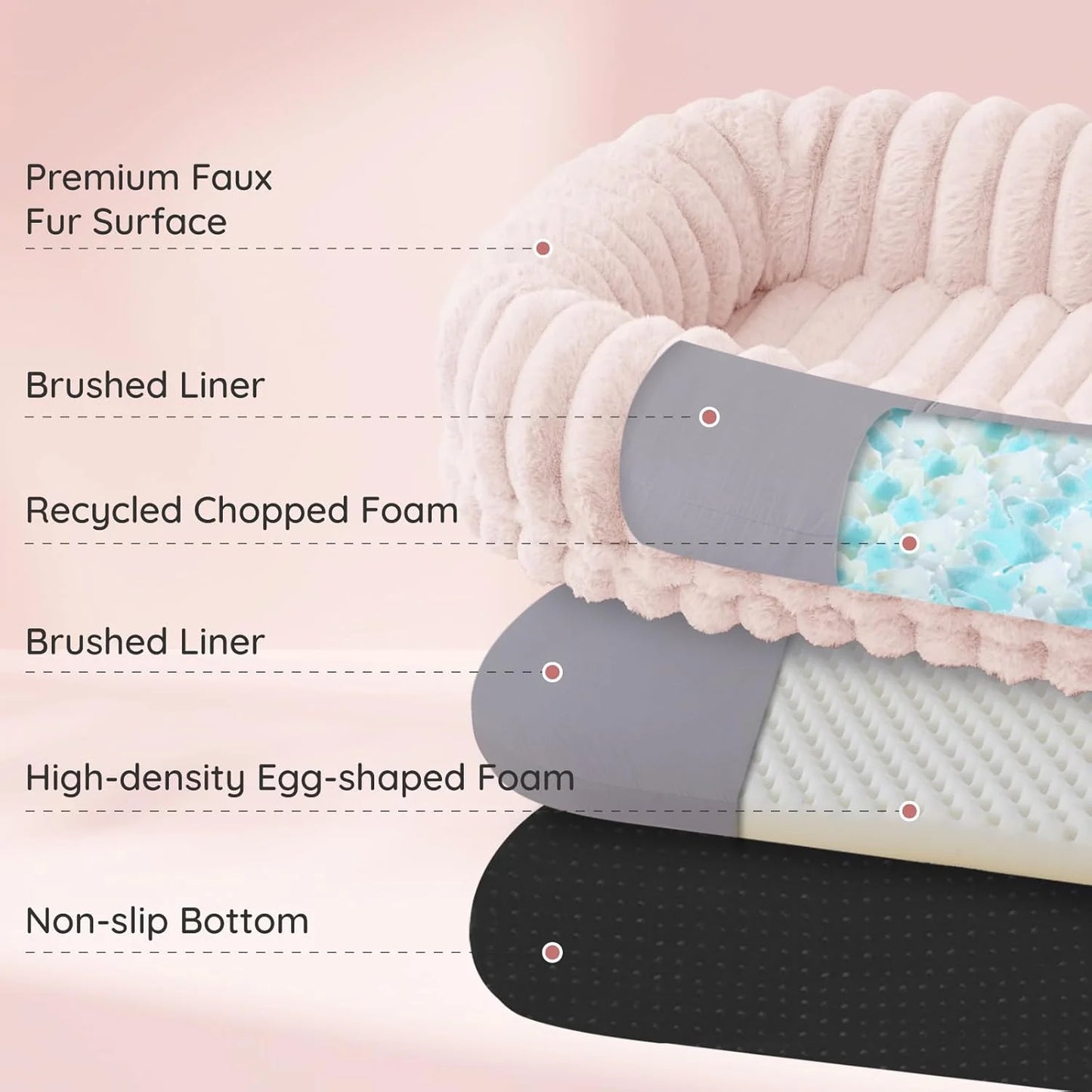 Luxury Pink Human Dog Bed - Giant Striped Faux Fur with Orthopedic Foam & Cozy Blanket, Portable Design