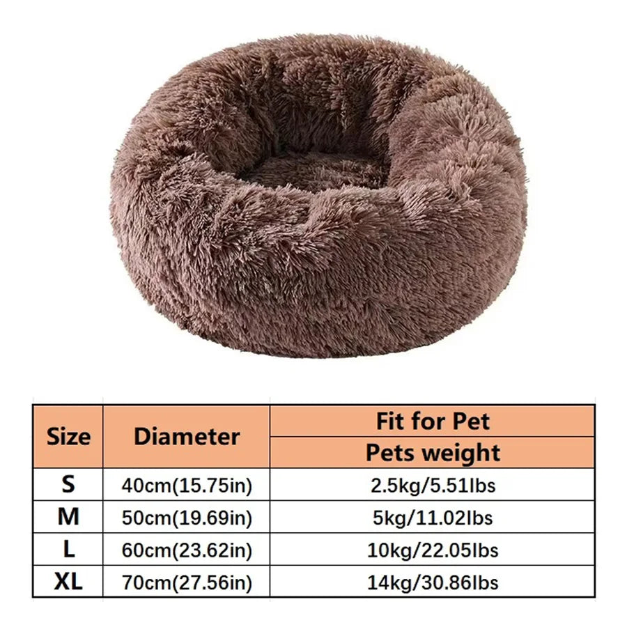 Cozy Plush Donut Pet Bed - Warm, Washable & Comfortable for Small to Medium Dogs and Cats