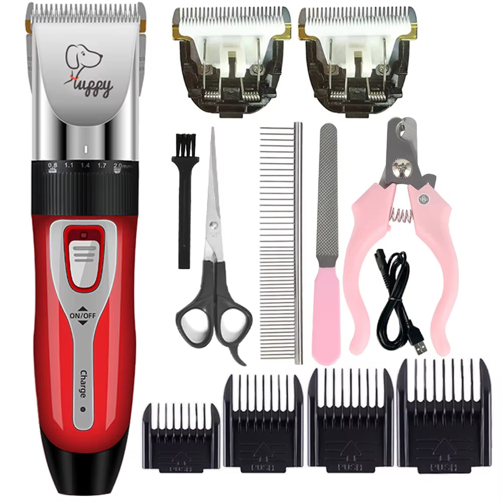 Professional Cordless Rechargeable Pet Grooming Clipper Set for Dogs, Cats, and Rabbits