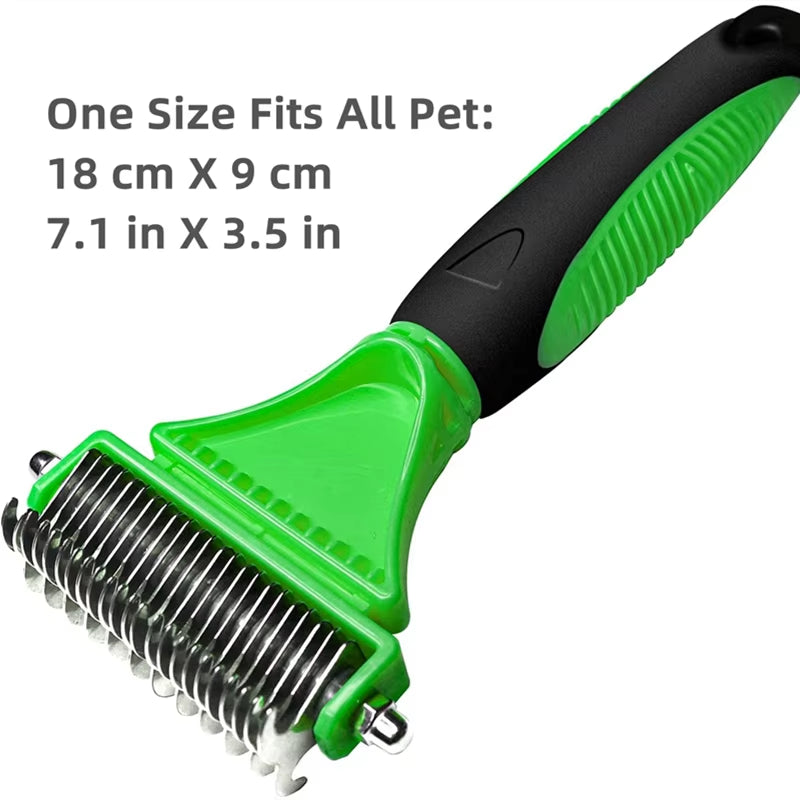 Stainless Steel Dual-Sided Grooming Brush for Dogs and Cats - Shedding and Dematting Undercoat Rake Comb for Effortless Knot and Tangle Removal