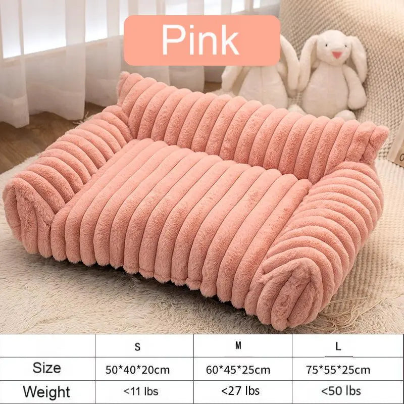Luxurious Plush Fleece Pet Sofa Bed - 4 Stylish Designs, Ultra-Soft Comfort, Thick Cushions, Washable Cover, Perfect for Indoor & Outdoor Relaxation