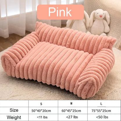 Luxurious Plush Fleece Pet Sofa Bed - 4 Stylish Designs, Ultra-Soft Comfort, Thick Cushions, Washable Cover, Perfect for Indoor & Outdoor Relaxation